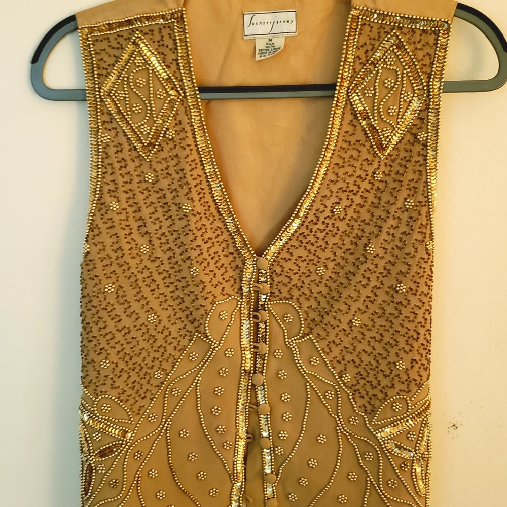 Spenser Jeremy Gold Beaded Top